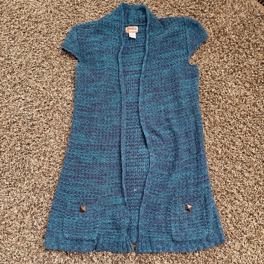 MUDD Blue Short Sleeve Knit Cardigan
